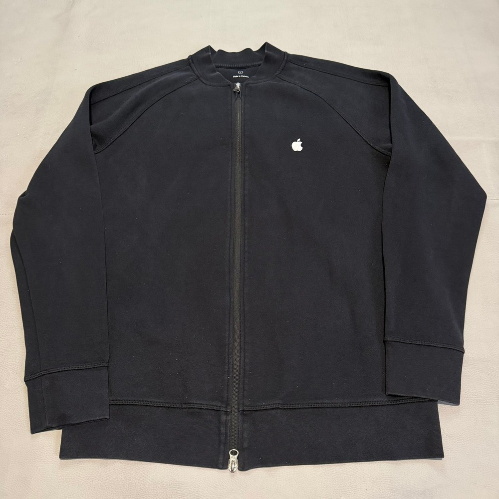 Apple Genuis Worker Employee Uniform Zip‎ Jacket Men Black Sweatshirt-L-6104